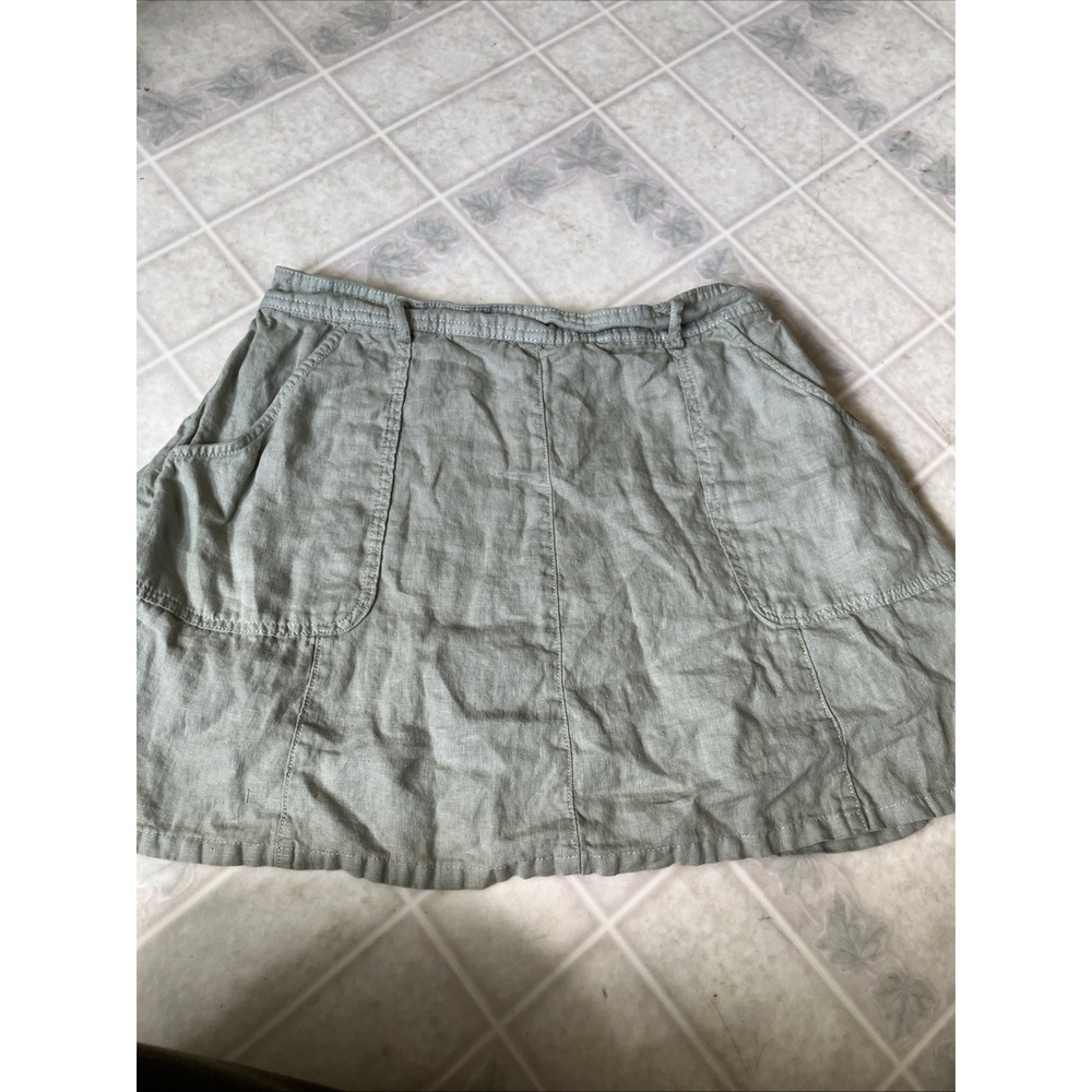Nicole Miller‎ 100% Linen light green Skirt Size Medium Knit Shorts Underneath